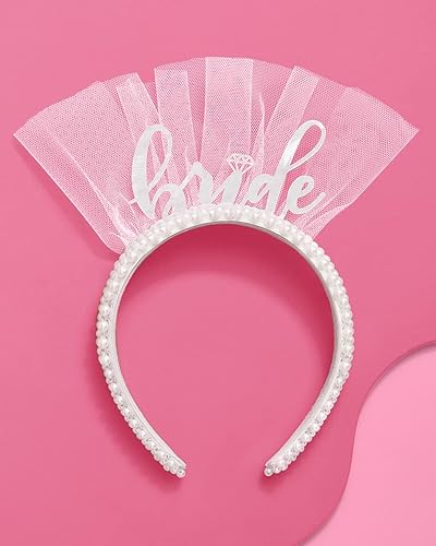 Miniatura 5 de xo, Fetti Banda para despedida de soltera + diadema de novia, blanco + oro rosa, kit de decoración de despedida de soltera, banda para novia,