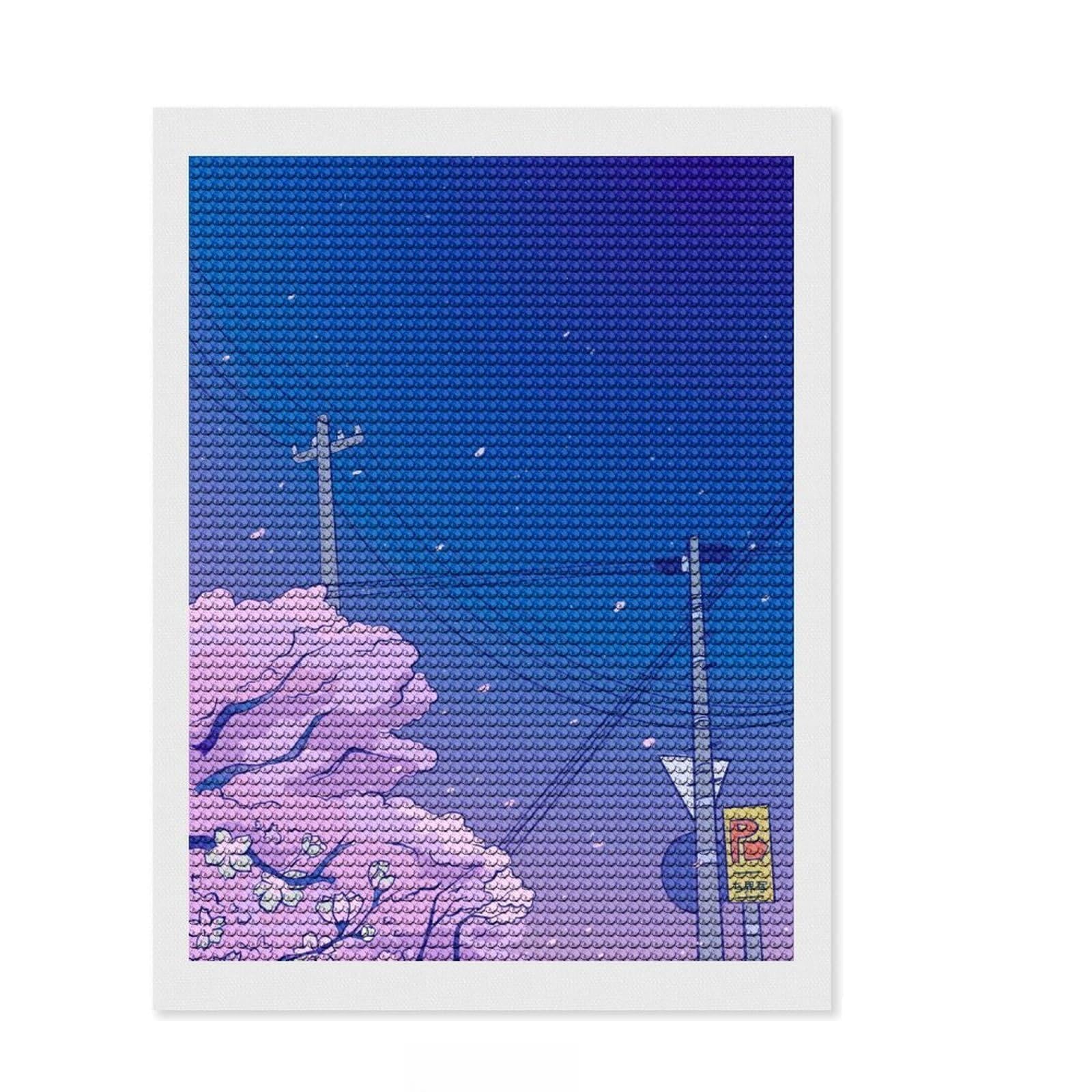 Junmoney Anime Vaporwave Diamond Art Canvas 12"x16", for Beginners, Printed Canvas, Farmhouse Decor, Birthday Gift, Relaxing DIY Hobby