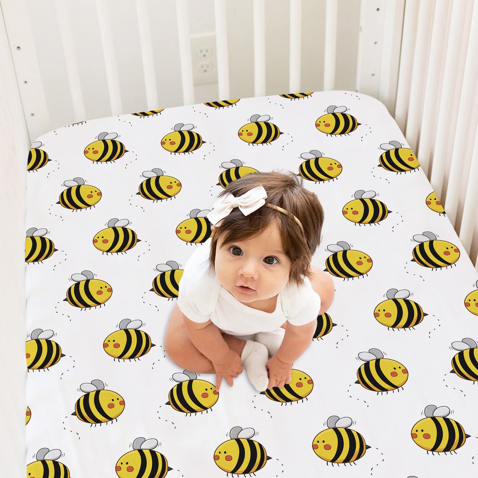 Personalized Crib Bedding Set for Baby Girls, Custom Baby Boys Crib Bedding Set with Name, Bumble Bee Nursery Bedding, 2 Piece Crib Bedding Sets, Name Crib Comforter, Crib Fitted Sheets for Babies