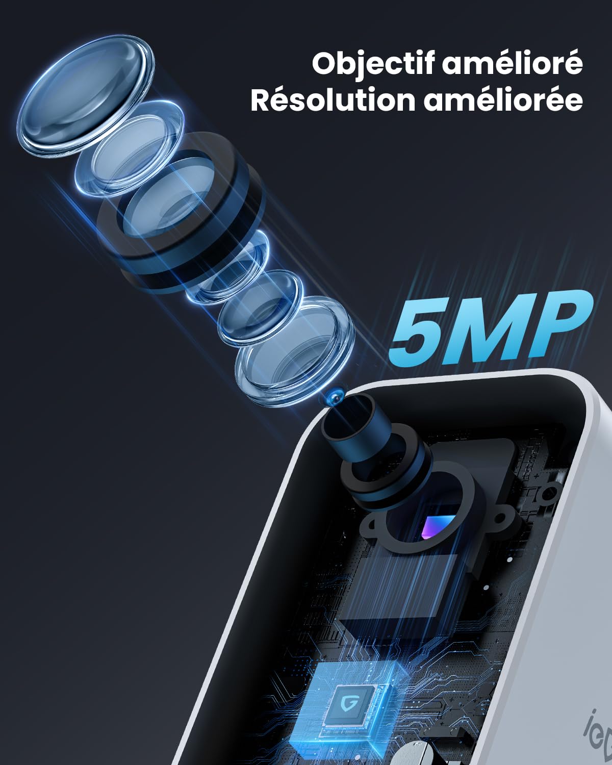 ieGeek 5MP Caméra Surveillance WiFi Exterieure sans Fil ZY-C1 | AI & PIR Détection Mouvement, Vision Nocturne Couleur, Extérieure/Intérieure, Audio Bidirectionnel, Étanche IP65,Blanc