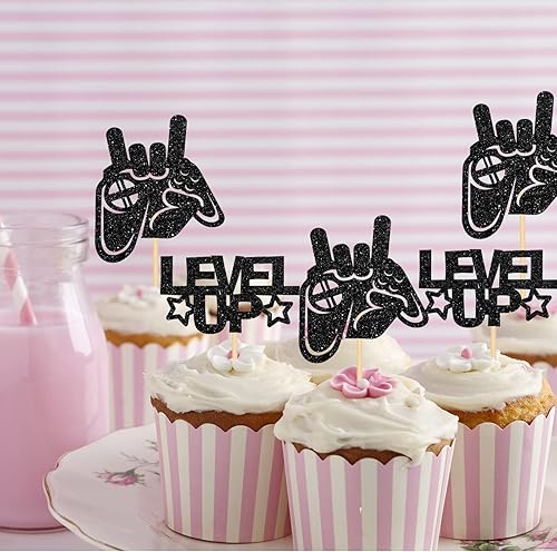 Miniatura 4 de 24 adornos de cupcakes de nivel superior, temática de videojuegos, baby shower, decoración de fiesta de cumpleaños para niños, controlador de