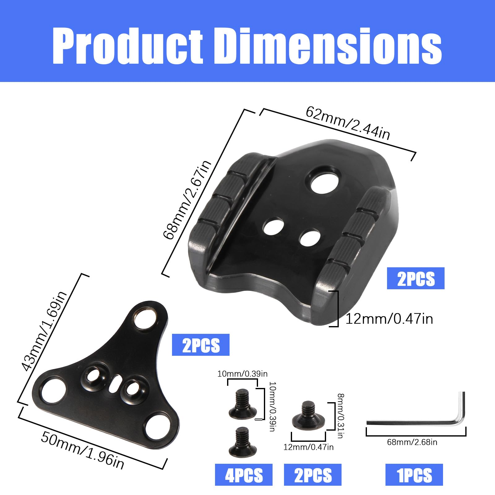 Set di Tacchette, Compatibile Con Adattatore per Piastra Shimano SPD SM-SH41 per Bicicletta, Scarpe da Corsa, MTB, Pedali 3 Fori, Piastre per Pedale Bicicletta