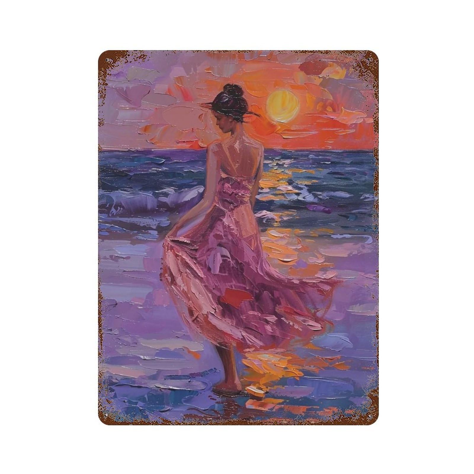 HDURYEYRYY Sunset Beach Dancer 04 Wall Retro Iron Vintage Art Metal Tin Sign Poster Modern Home Cofffee Club Art Bar Shop Decor 40x30cm