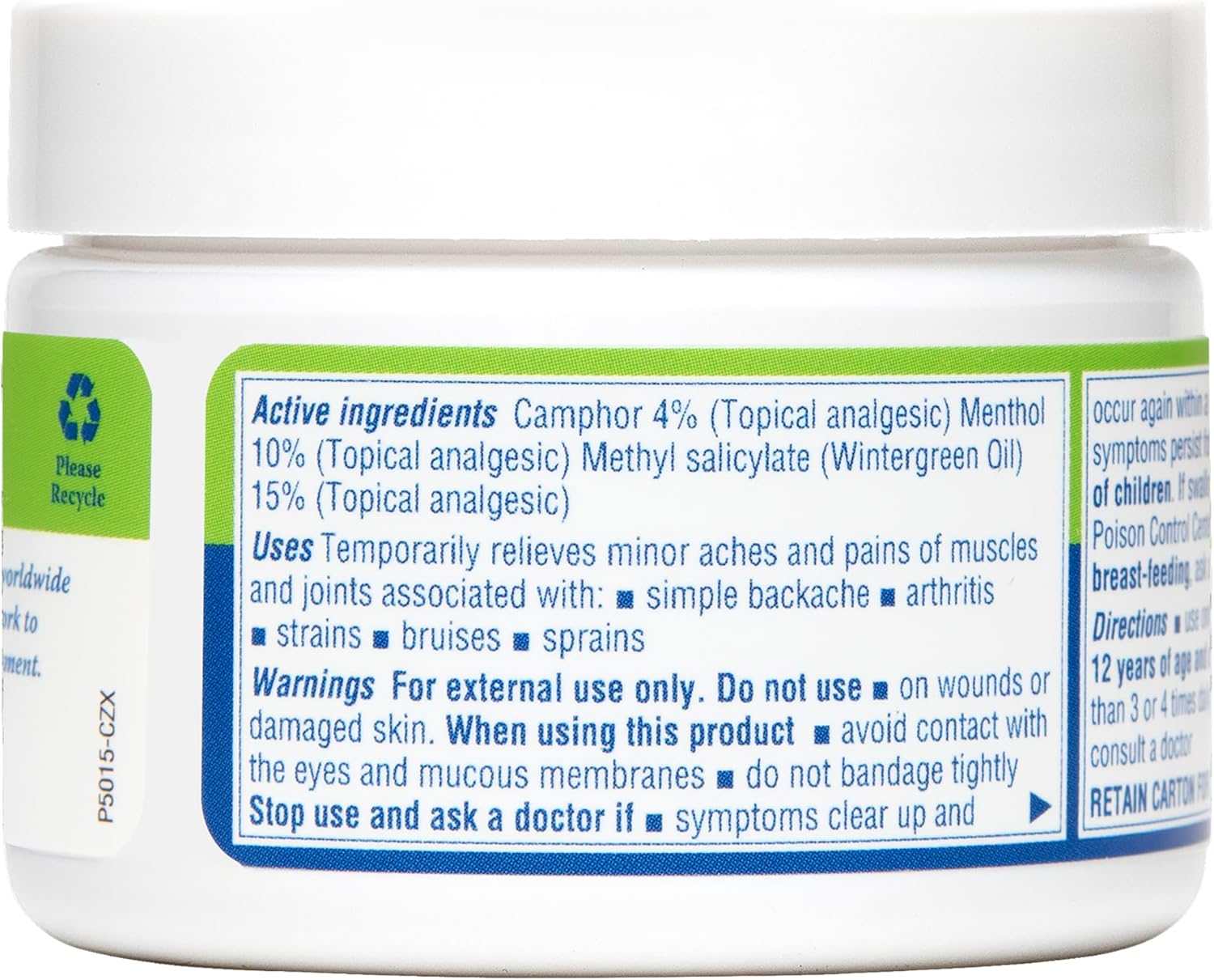 Earth's Care Triple Action Pain Relieving Ointment, No Parabens, Colors or Fragrances, Allergy-Tested 2.5 OZ (2 Jars).