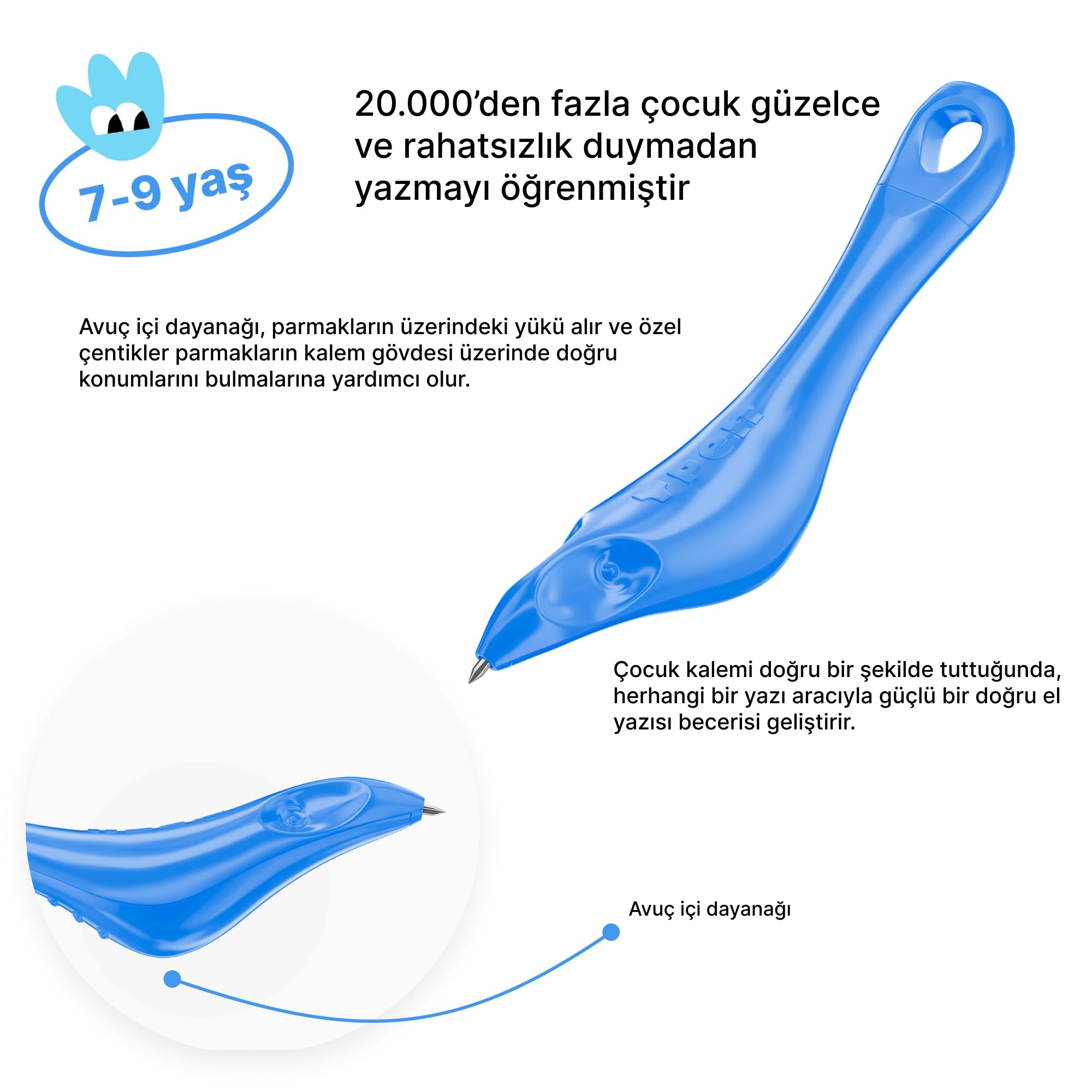 YPen özel Eğitim eğitmen kalemi, çocuklara yazmayı öğretmek için tasarlanmıştır (6-9 yaş) (Mavi)