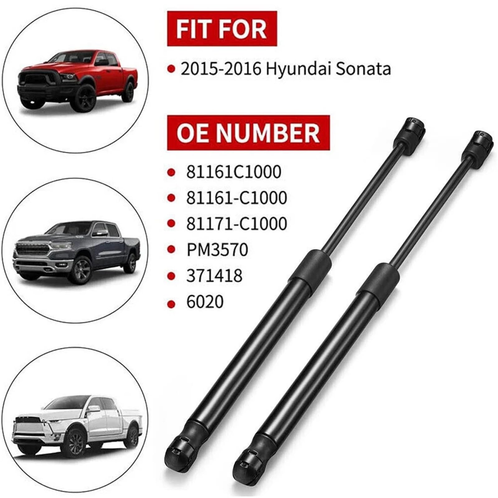 Boot Struts 2x amortyzatory gazowe ze sprężyną podnoszącą maskę Pasuje do Hyundai Sonata Sedan 2015-2017