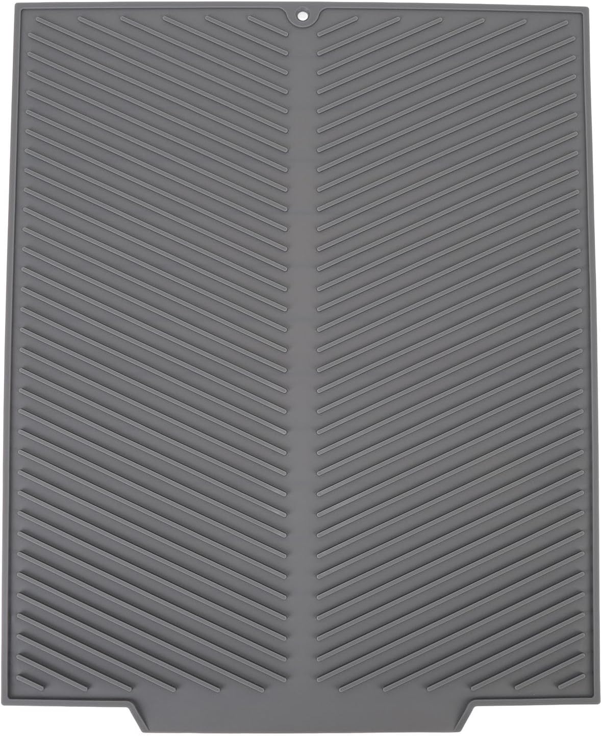 Large Silicone Dish Drying Mat, Heat Non Slip Kitchen Counter Drain Pad for Home, with Enhanced Drying Performance, Multi Functional (Grey)