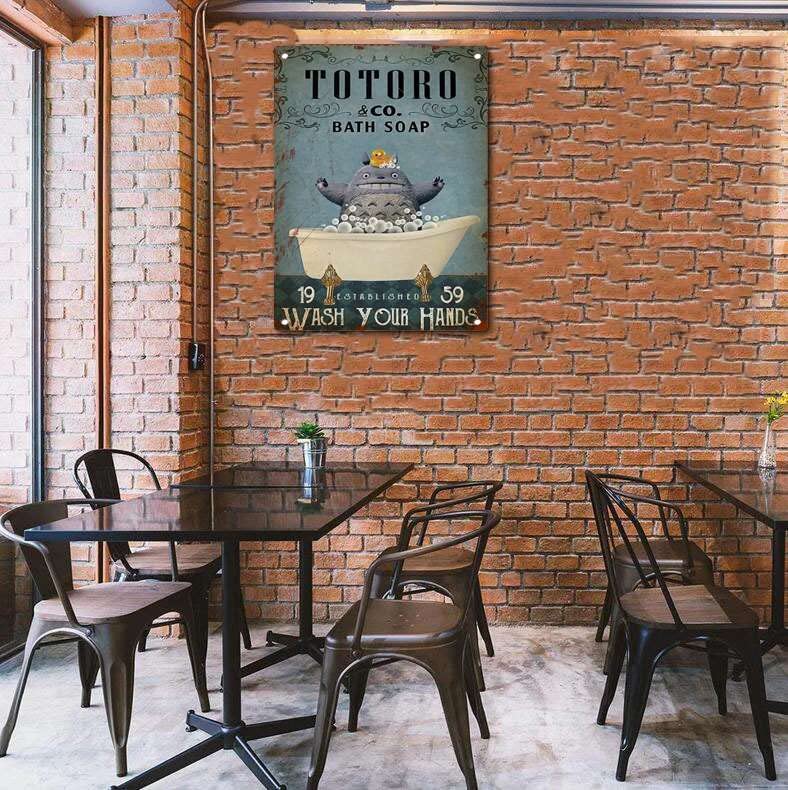 viemso Tin Sign Totoro Bathroom Totoro Bath soap Toilet Decoration was Established in 1959 Fun Home Decor Bistro Cartel de Chapa Decoración de pared 12x16inch - Image 4