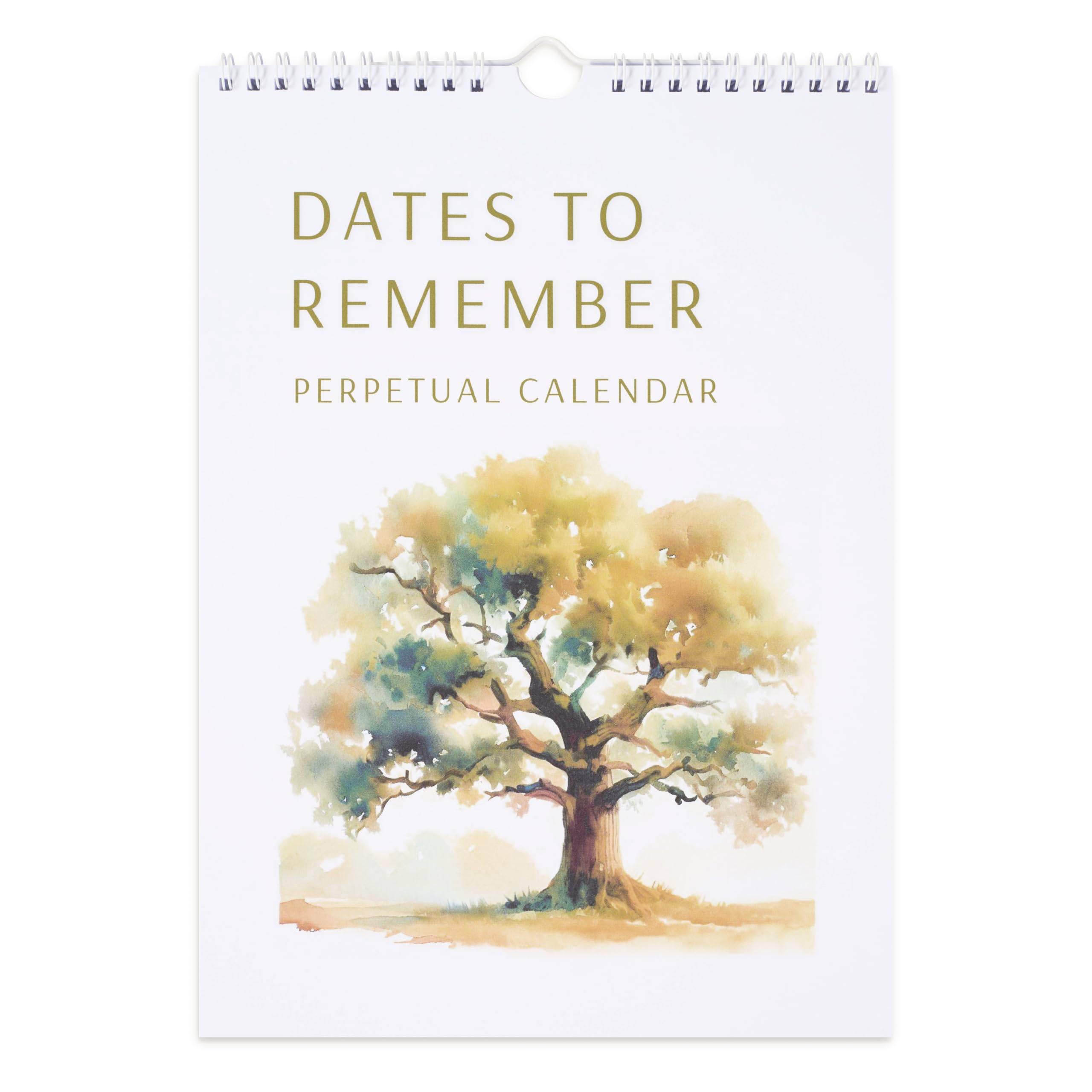 Duzefolio Dates to Remember Perpetual Calendar, A4 Size, Tree and Woodland Theme, 300gsm FSC Paper, Ring Bound, 21 x 30cm, White