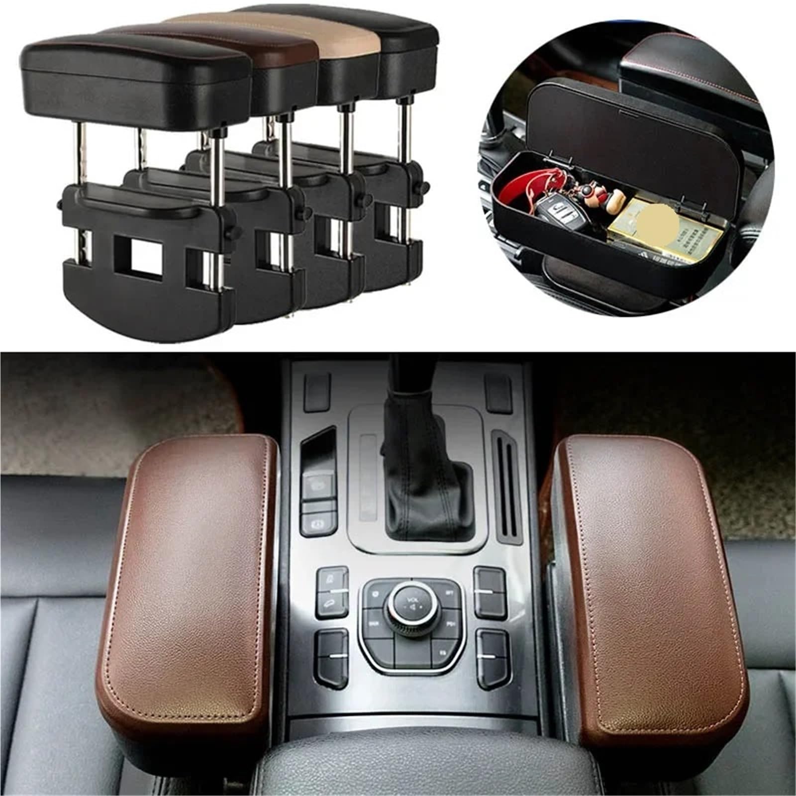 Bracciolo con Copertura a Rullo Bracciolo universale per auto, consolle centrale, bracciolo per auto, organizer, accessori, supporto per gomiti, braccioli(A)