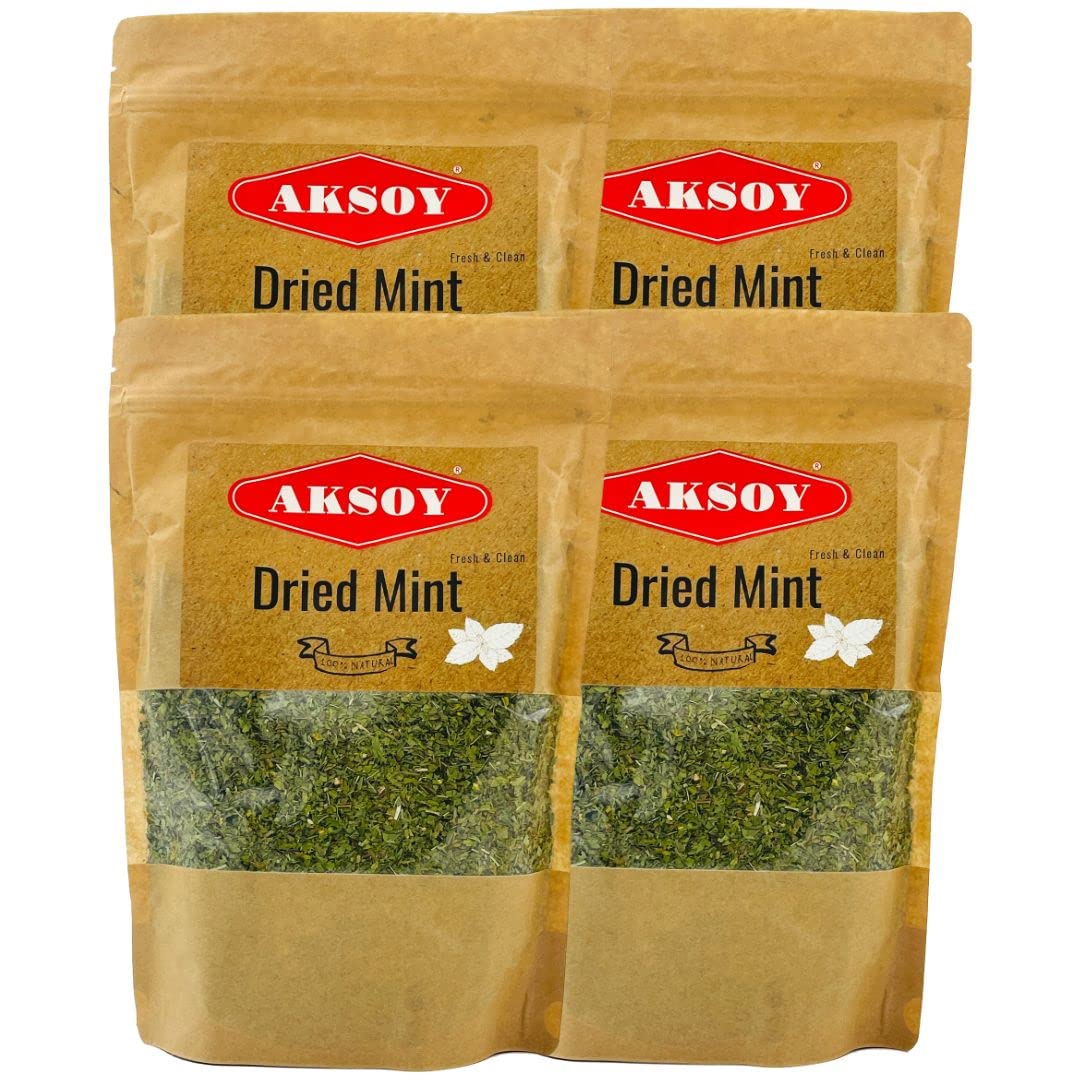 Aksoy Dried Leaves 1KG – 4 Packs (250g Each) – Loose Leaf Mint for Herbal Tea, Iced Tea, Cooking, Seasoning, and Infusing – Strong Aroma and Refreshing Taste