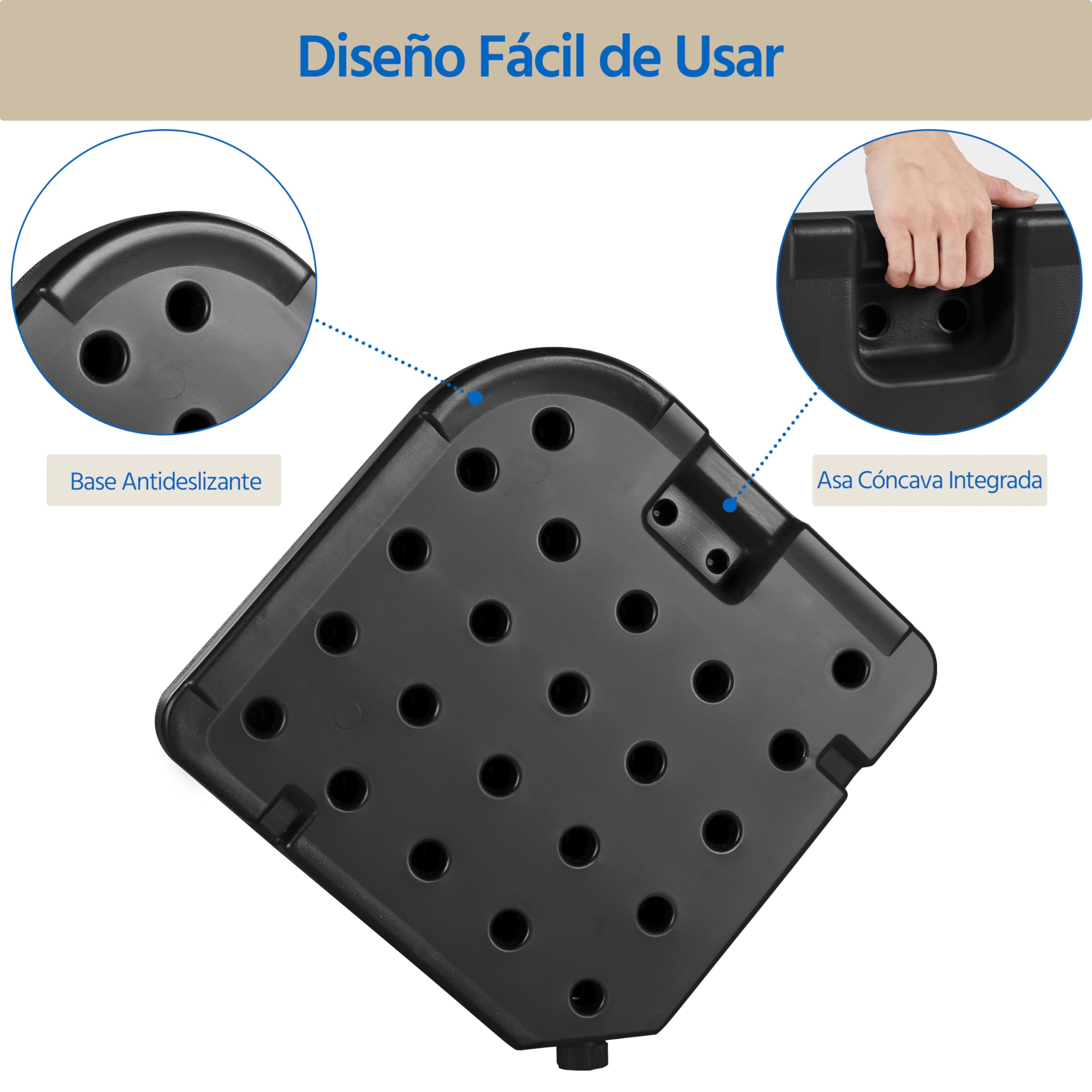 Yaheetech 4 Piezas Base para Sombrilla Rellenable Cuadrado 80kg de Arena/60L Agua Total con Diseño Trenzado Soporte de Parasol para Llenar Desmontable 50x50x7,5cm para Jardín Patio etc