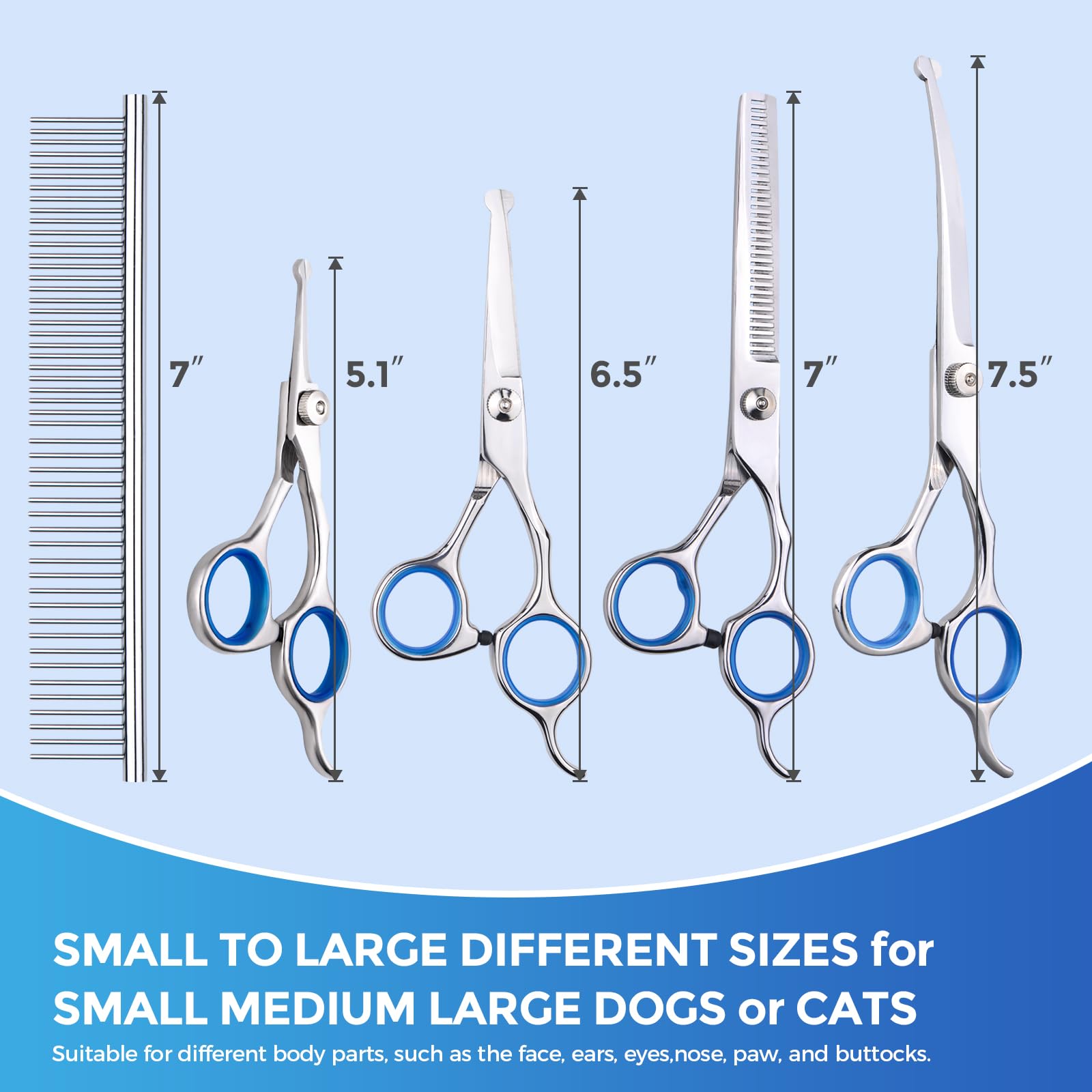 EVERESTA Dog Grooming Scissors with Safety Round Tips, Heavy Duty Titanium Pet Grooming Trimmer Kit - Image 2