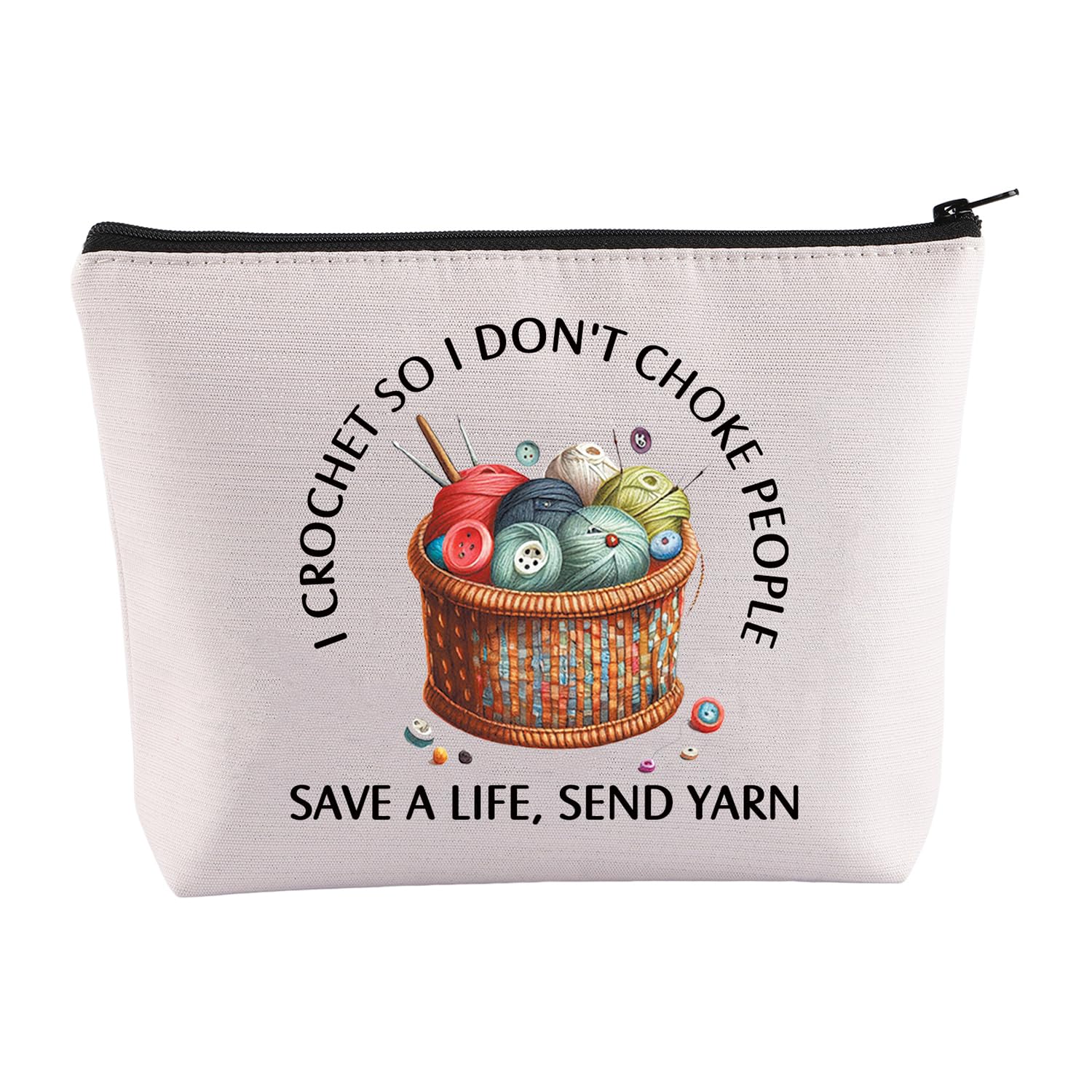 BDPWSS Crochet Gift For Crochet Lover Gift I Crochet So I Don't Choke People Save A Life Send Yarn Makeup Bag Knitting Gift (Crochet So Yarn PK)