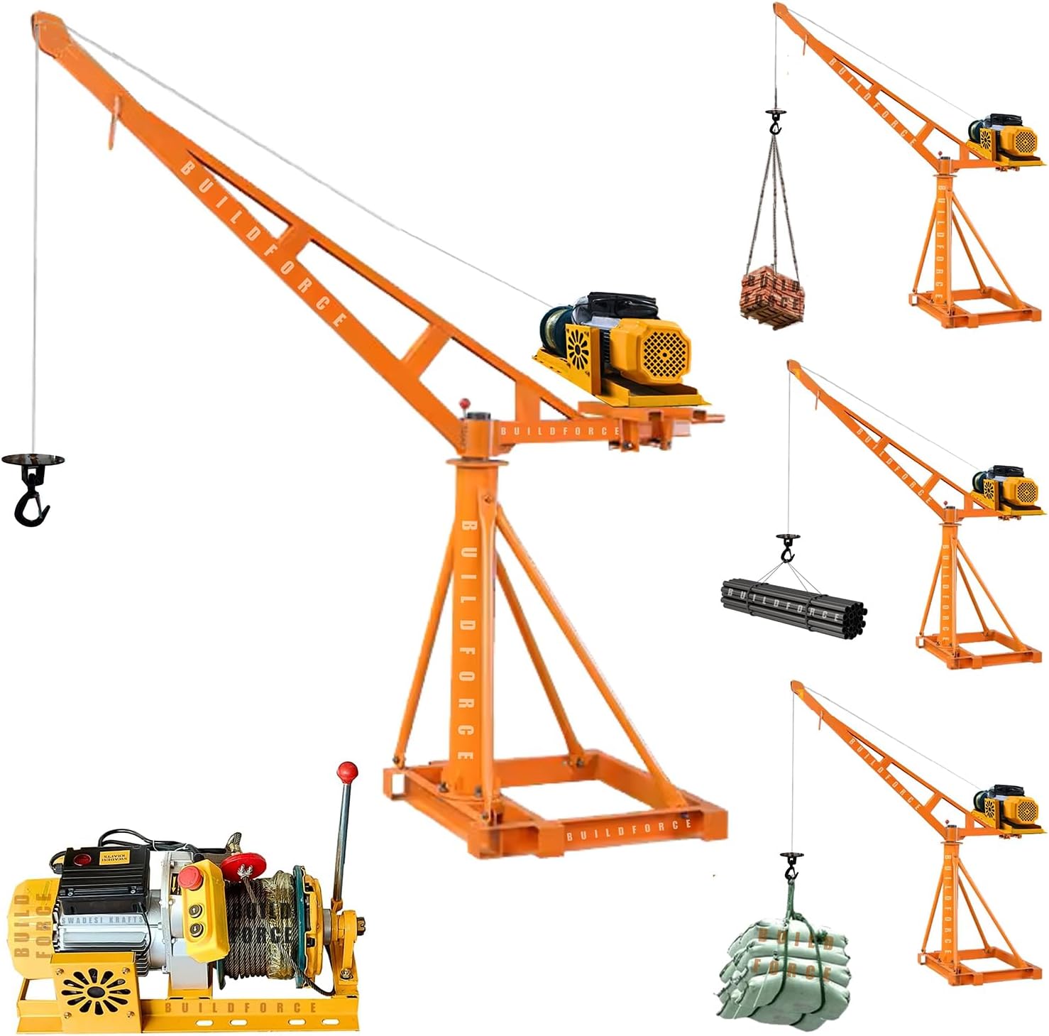 Electric Mini Lifting Crane with 4HP Electric Motor |8mm Wire Thickness | 50 Meter Length of the Wire and 53kg Frame | Mini Crane Scale 500kg