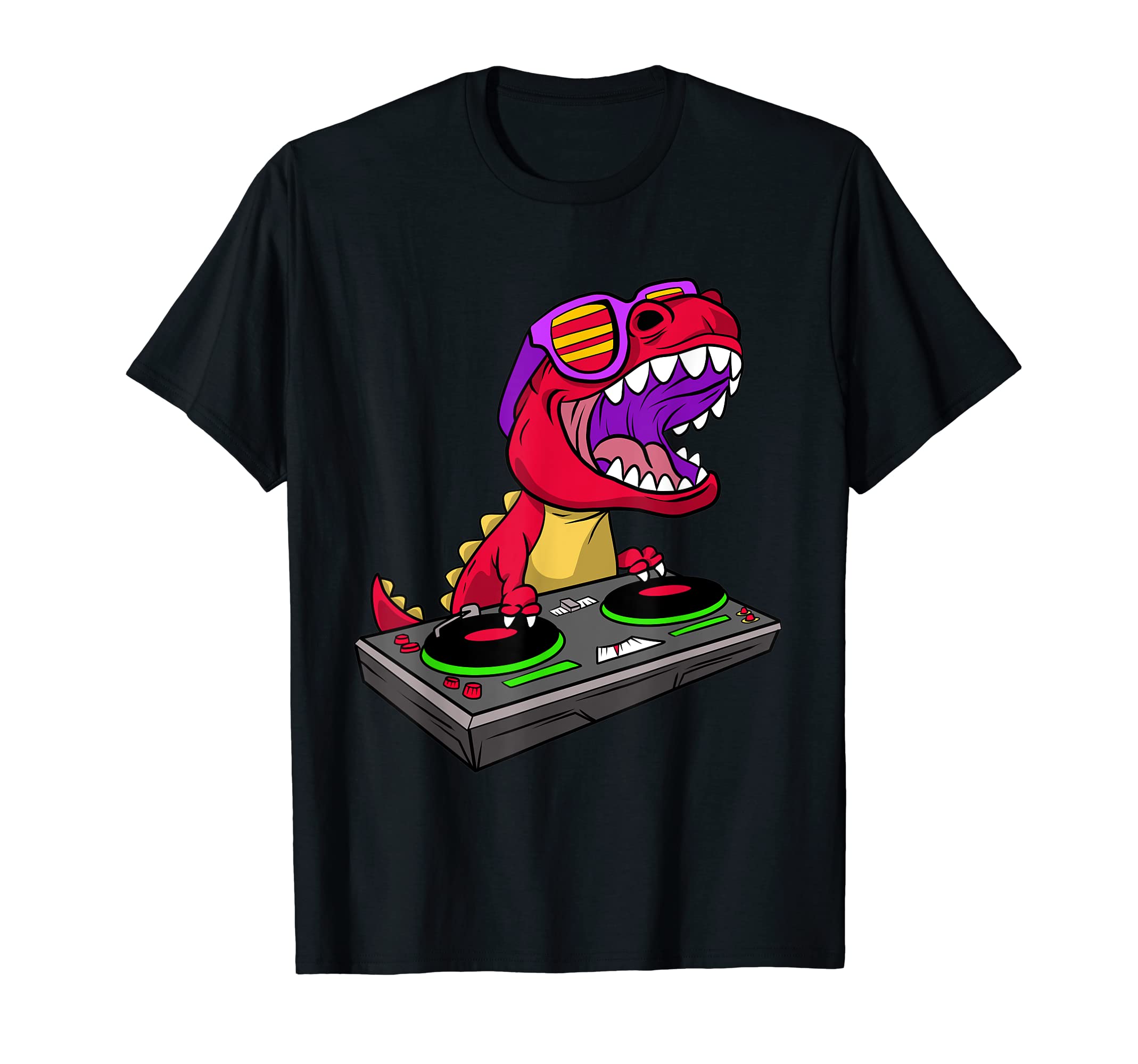 T-Rex DJ Party Club Disk Jockey Dinosaur EDM Dance T-Shirt