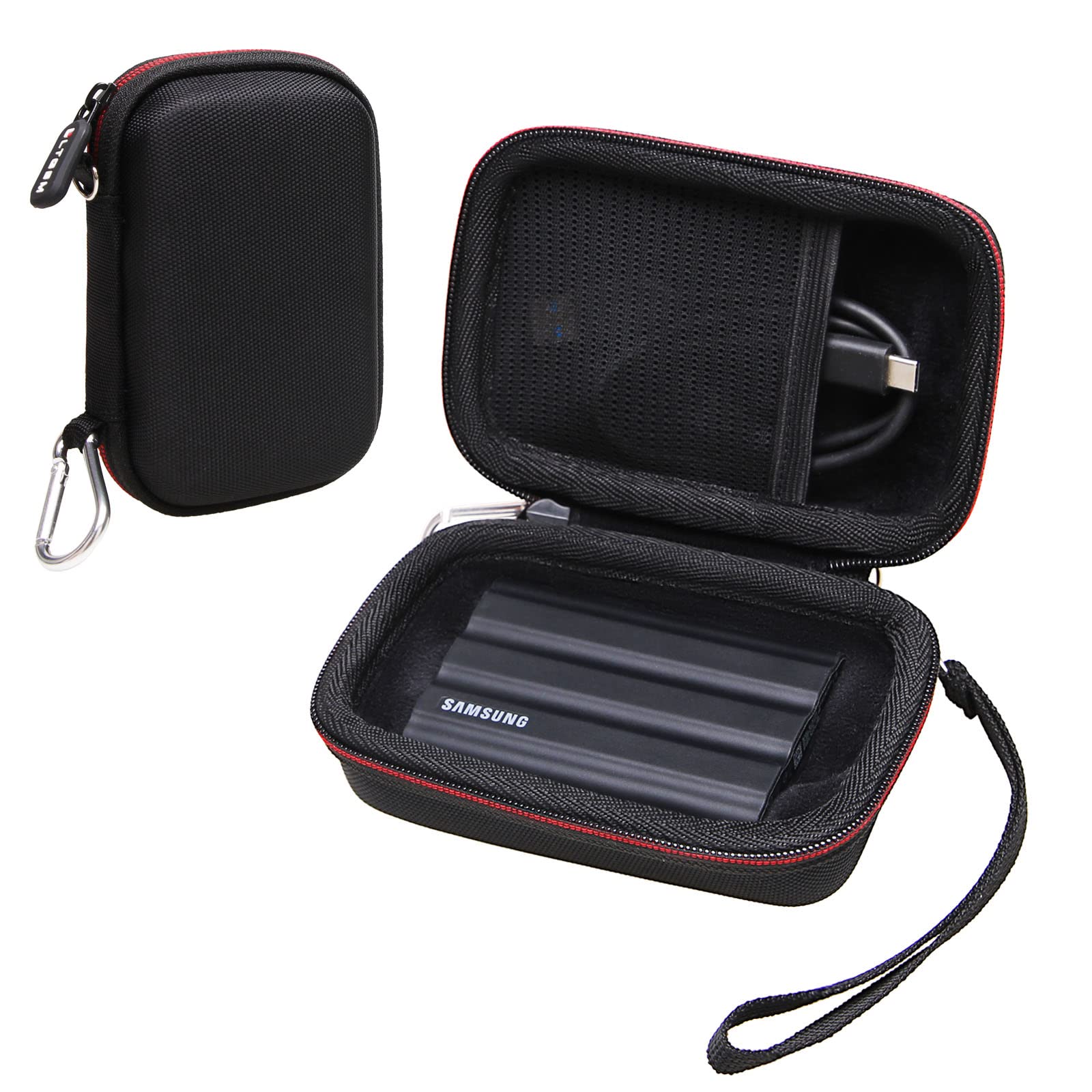 LTGEM Case for Samsung T7 Shield T7 T9 T7 Touch Portable SSD External  Solid State Drive Hard Protective Cover Storage Bag,Black