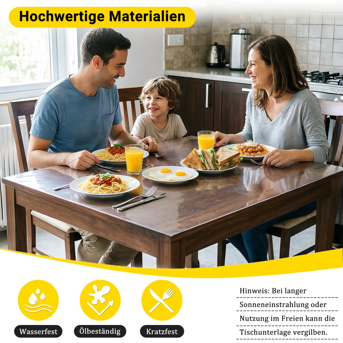 Longing Home Glasklare PVC Tischdecke 2mm 90 x 220 cm | Transparente Tischfolie hitzebeständig, geruchsfrei & kratzfest, wasserdicht & abwaschbar für Esstisch, Wohnzimmer & Outdoor