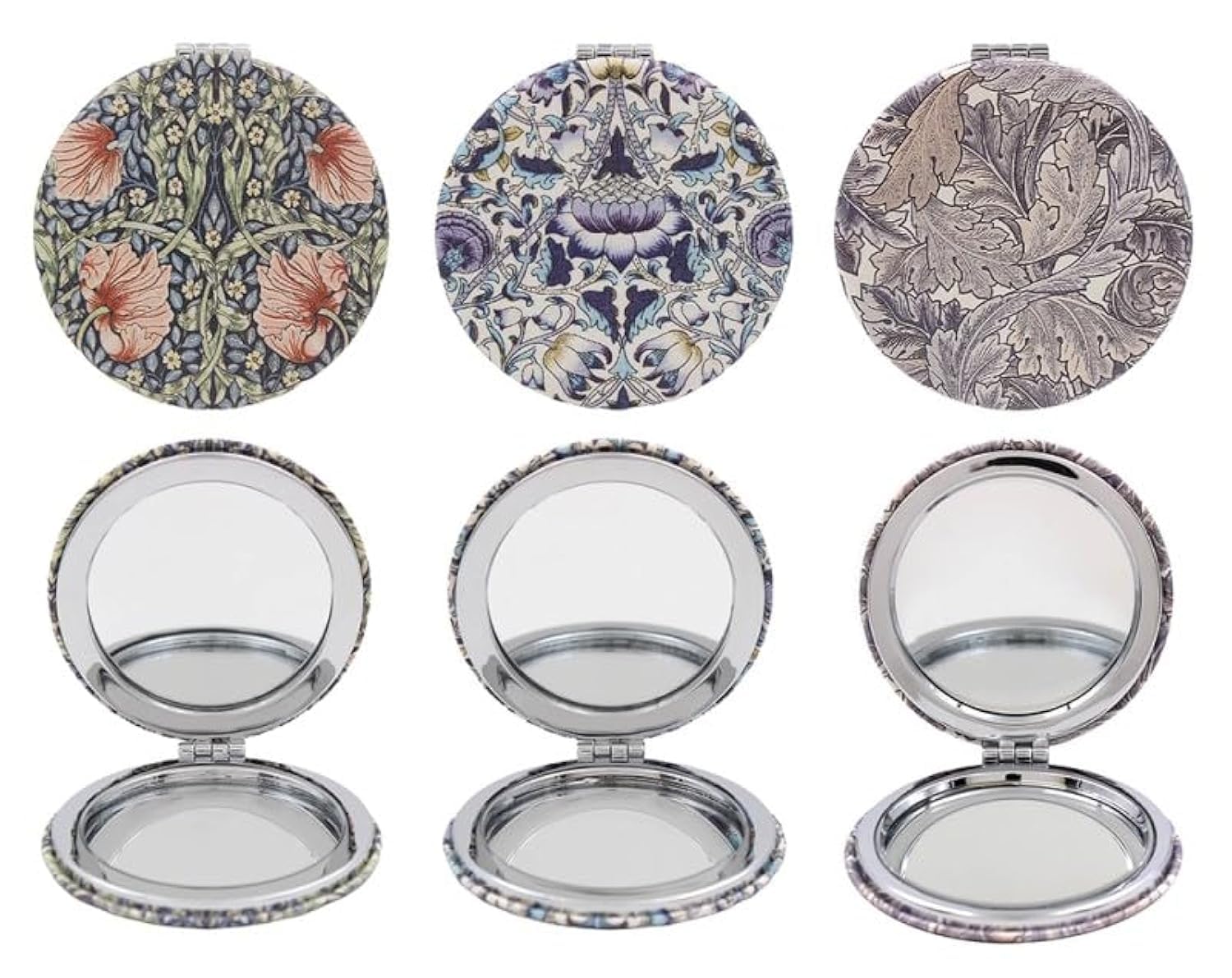 The Leonardo Collection Botanical Compact Mirror - William Morris - Classic Floral Pattern Travel Accessory - ASSORTED DESIGNS, One Chosen at Random