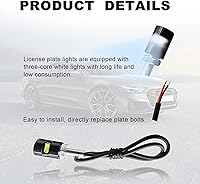Vista 3 de 2 luces para matrícula, súper brillante de 12 V, bombilla LED blanca de tornillo de matrícula, resistente al agua, bombilla LED de aluminio negro