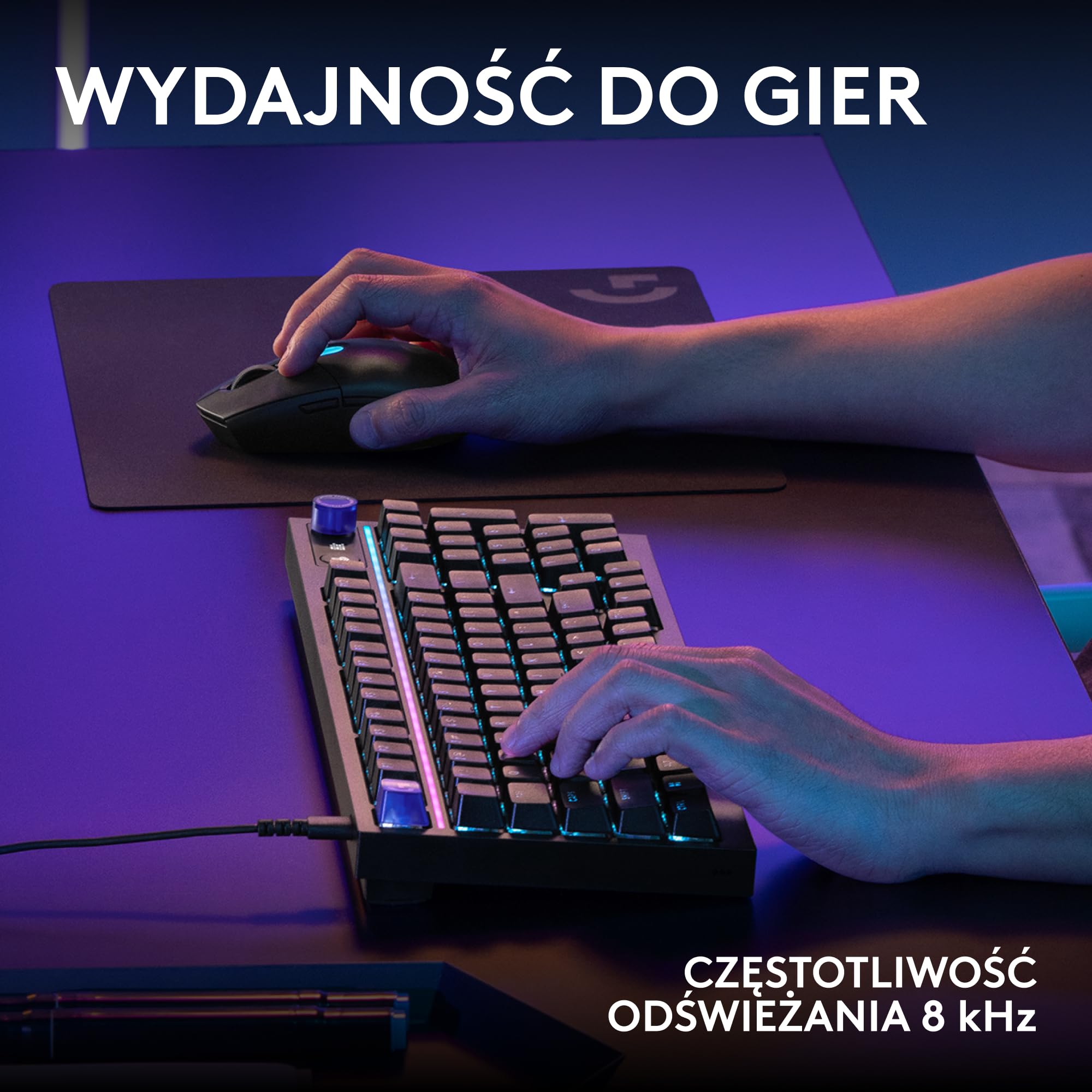 Logitech G G316 X 98, klawiatura do gier, 8 kHz,wymienne sprężynujące przełączniki,konstrukcja uszczelkowa,LED matrycowy & pokrętło,podwójne klawisze PBT,USB-C,RGB LIGHTSYNC,PC, US INT'L QWERTY-Czarny