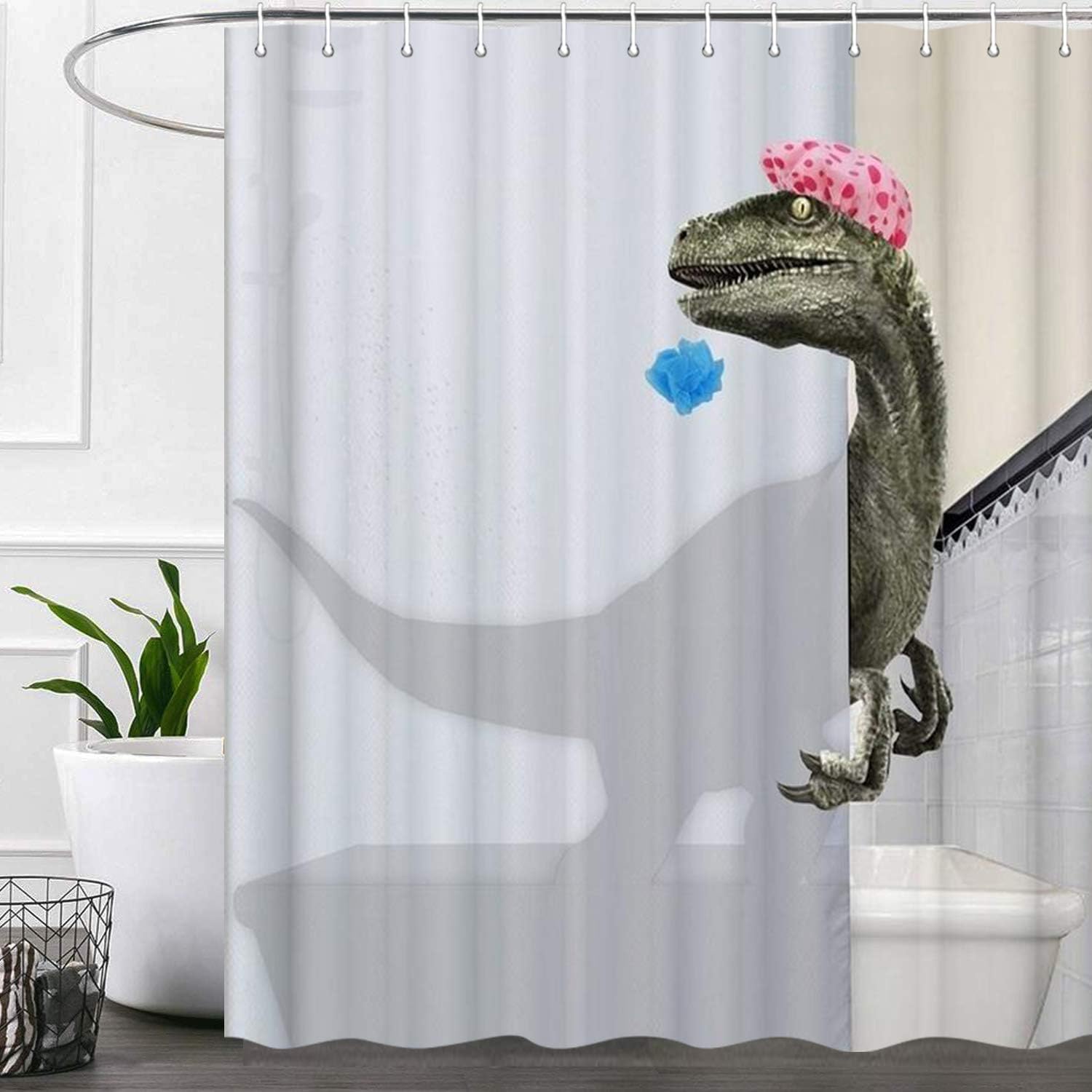 Funny Dinosaur Shower Curtain Animal Bathroom Curtains for