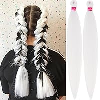 Vista 51 de Extensiones de cabello para trenzar preestiradas rosa con oropel de 26 pulgadas - 3 paquetes de trenzas sintéticas profesionales de ganchillo