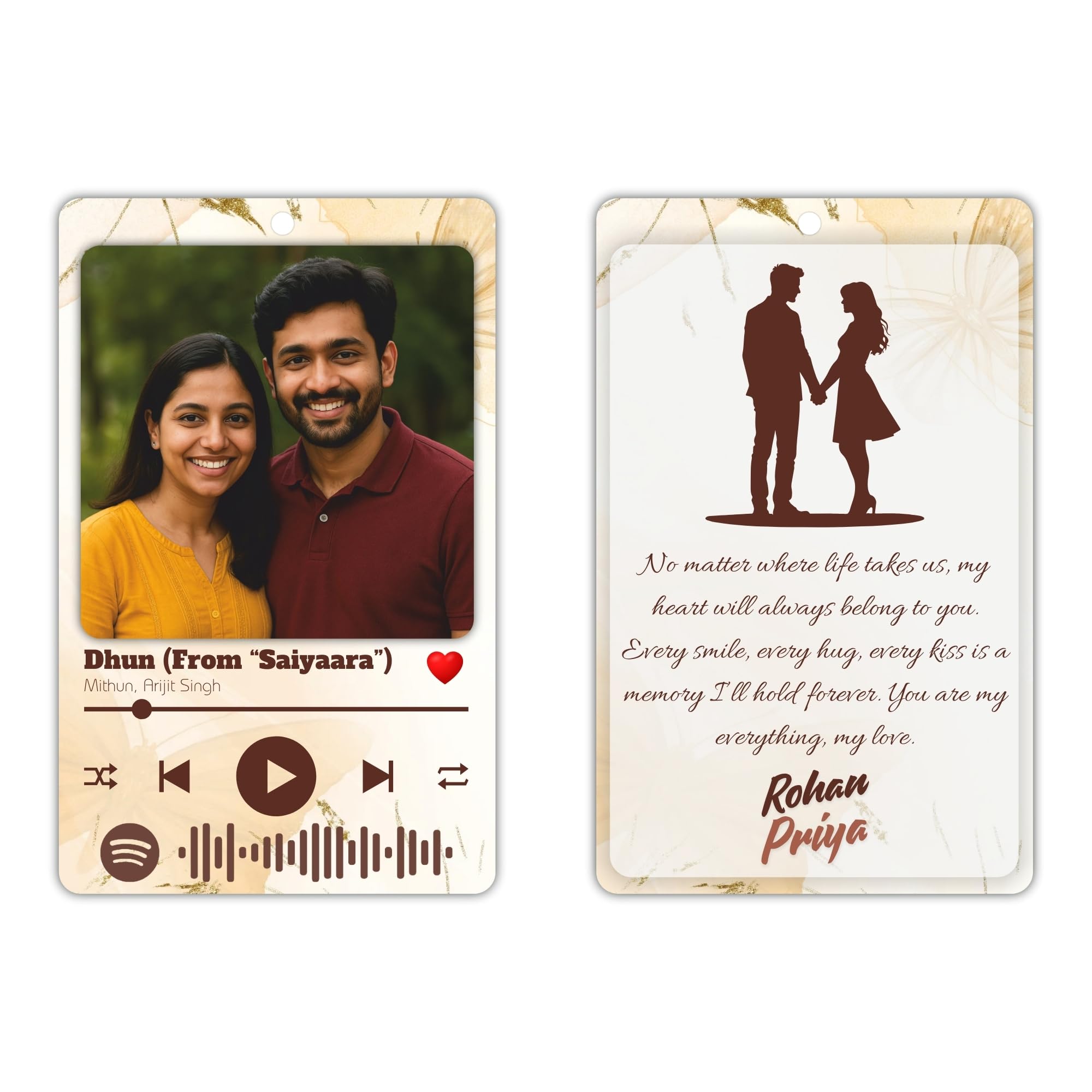 Personalized Spotify Song Keychain, Double-Sided Photo Card with Custom Message, 8.6 x 5.4 cm, PVC Music Plaque for Couples-image-44