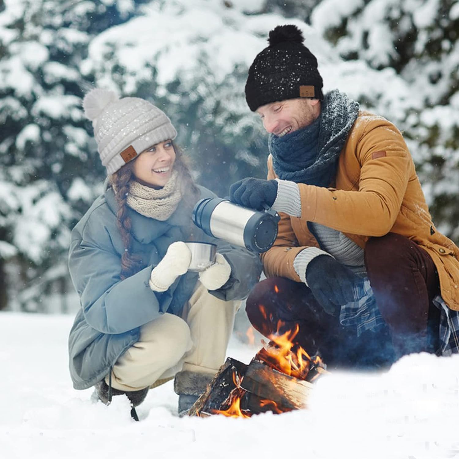 Wireless Music Beanie Headphone hat Women Winter Warm Knit Hats Cap Music Beanie with Headphones Built-in Stereo Speakers Mic for Outdoors Sports Running Skiing Woman Teenagers Her - Image 5