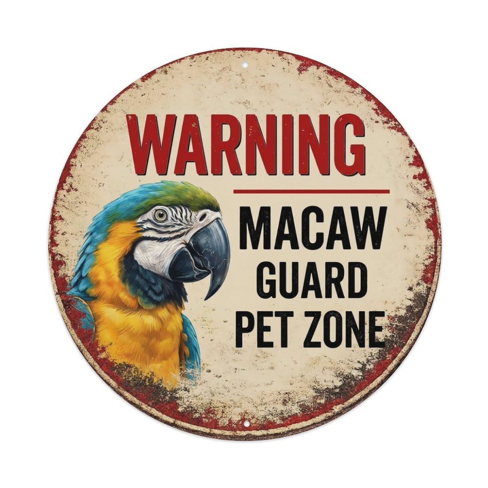 Tgrcjimh Style Metal Tin Sign Vintage Warning Macaw