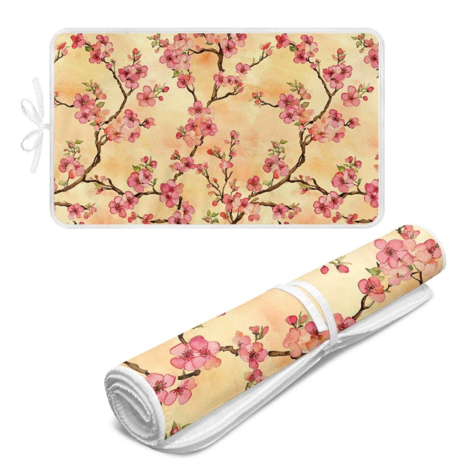 Bügelmatte Gelbe Zweig Blume Bügeleinlage Faltbares Hitzebeständig Waschbar Bügelauflage für Tisch und andere Oberflächen Bügelbrett Unterlage rutschfeste Bügeldecke 80x50cm (2 Stück)