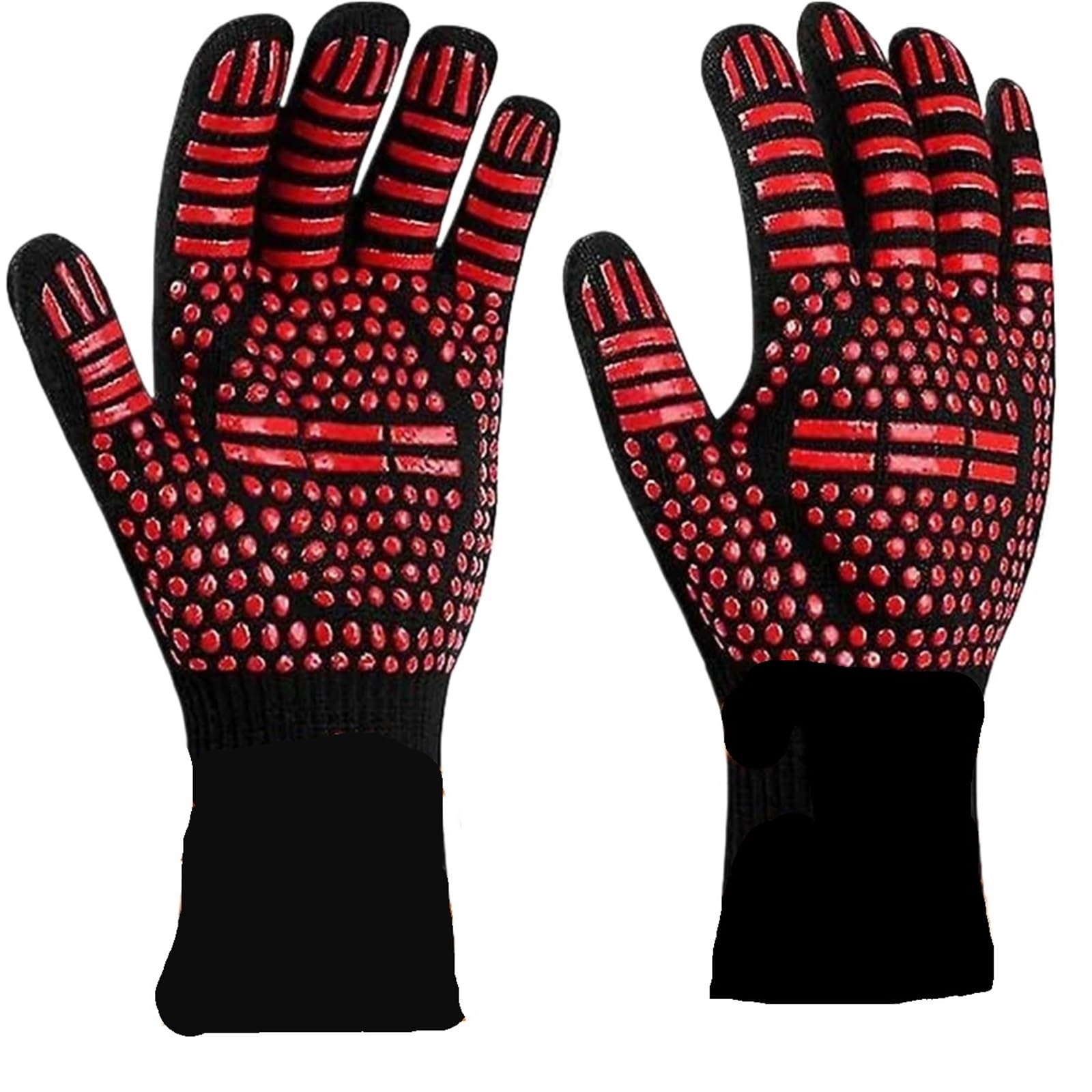 1 paio guanti da forno antiscivolo ignifughi resistenti al calore estremo 300-500 gradi centigradi ritardanti di fiamma barbecue fuoco Per Griglia Cucina(Red A)