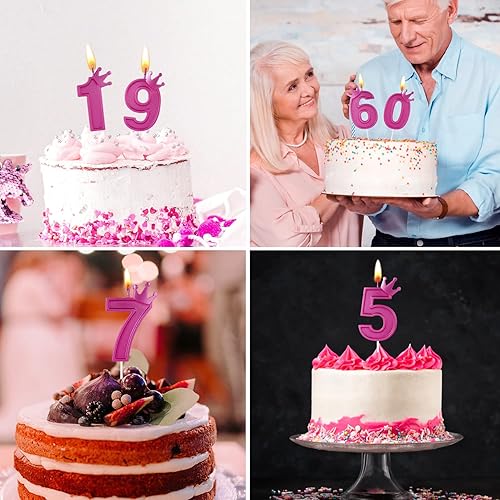 Miniatura 7 de Vela de número de cumpleaños de 3 pulgadas, vela con número 3D con decoración de corona, velas grandes para tartas de cumpleaños, bodas,