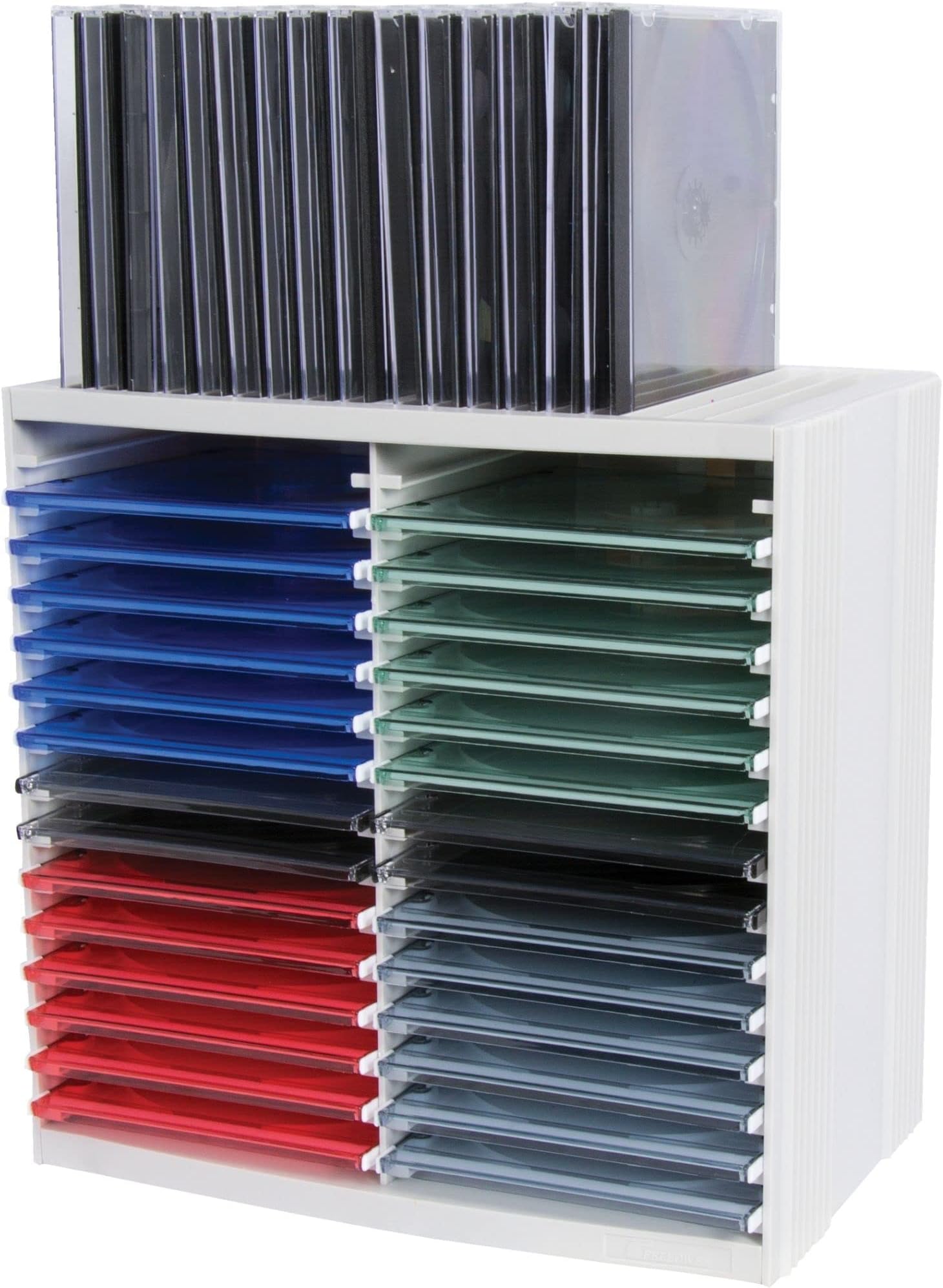 FellowesCD Storage Unit, Holds 30 Discs + 18 on Top of CD Rack, Grey