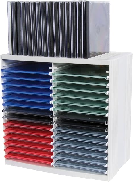 Fellowes CD Storage Unit, Holds 30 Discs + 18 on Top of CD Rack, Grey
