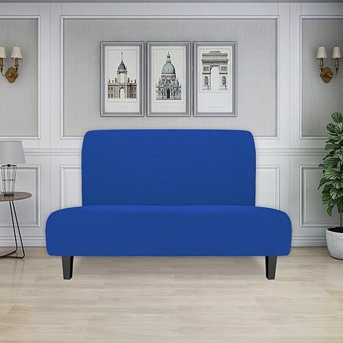 Miniatura 2 de Easy-Going Funda elástica para sofá o cama, sin brazos, protector de muebles azul Klein sin reposabrazos con parte inferior elástica para niños,