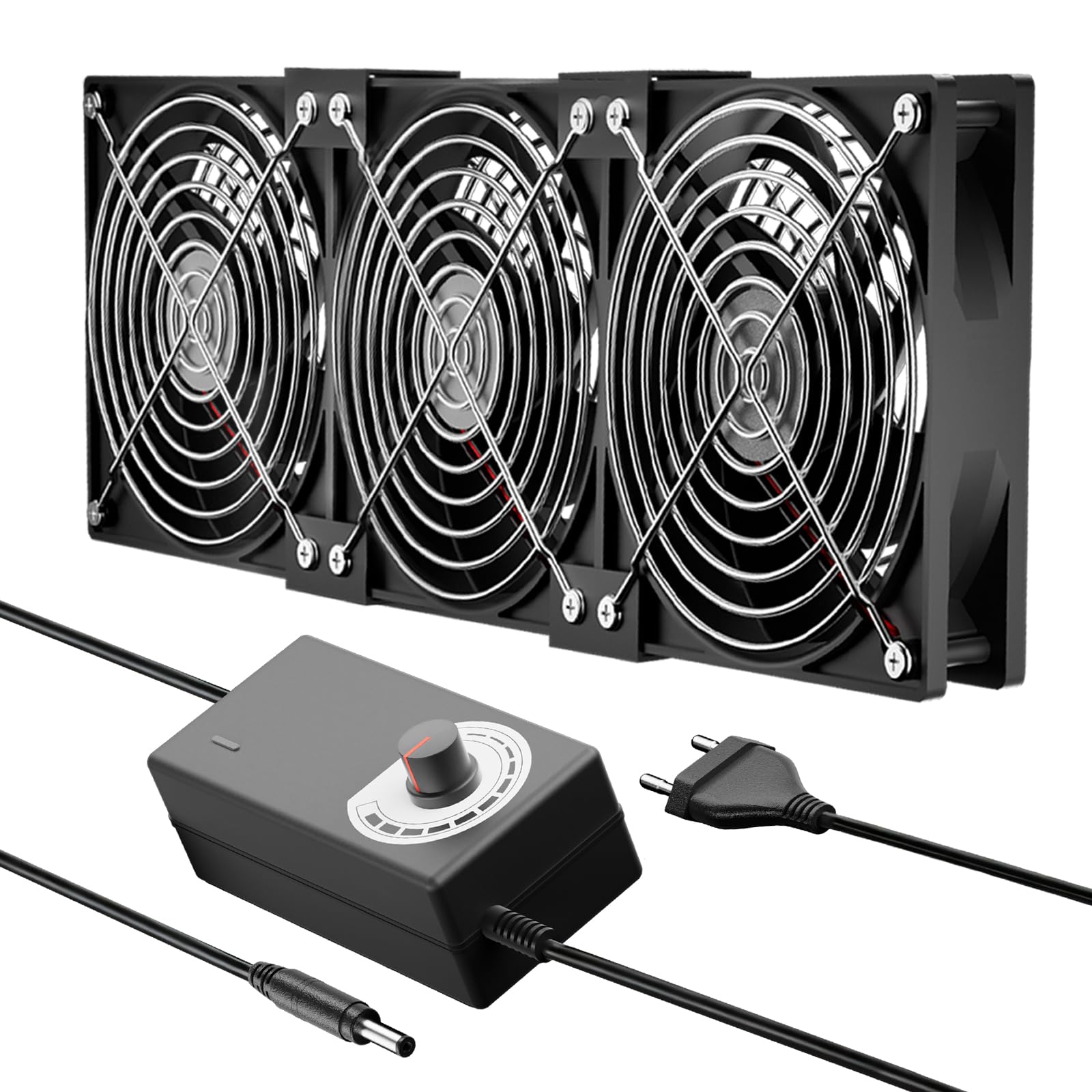 3 ventole per PC da 120 mm, 12 V, velocità del vento regolabile, ventola per PC, ventola AC 220 V-240 V, 2700 giri/min, ventole per PC portatile per router, laptop, TV Box, ventole doppie