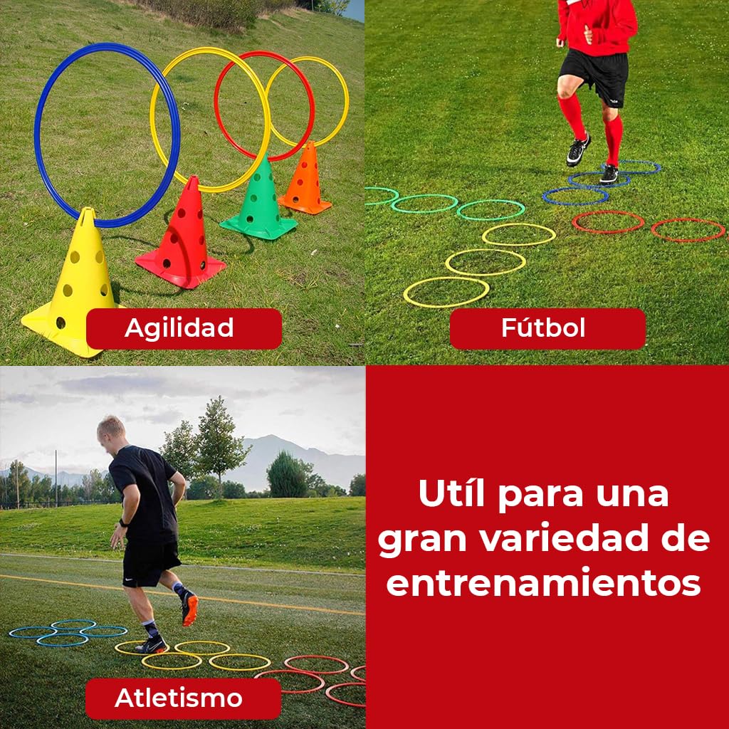 Cannon Lot de 12 anneaux d'entraînement de sport de 50 cm – Anneaux flexibles pour football, athlétisme, éducation physique et jeux pour enfants