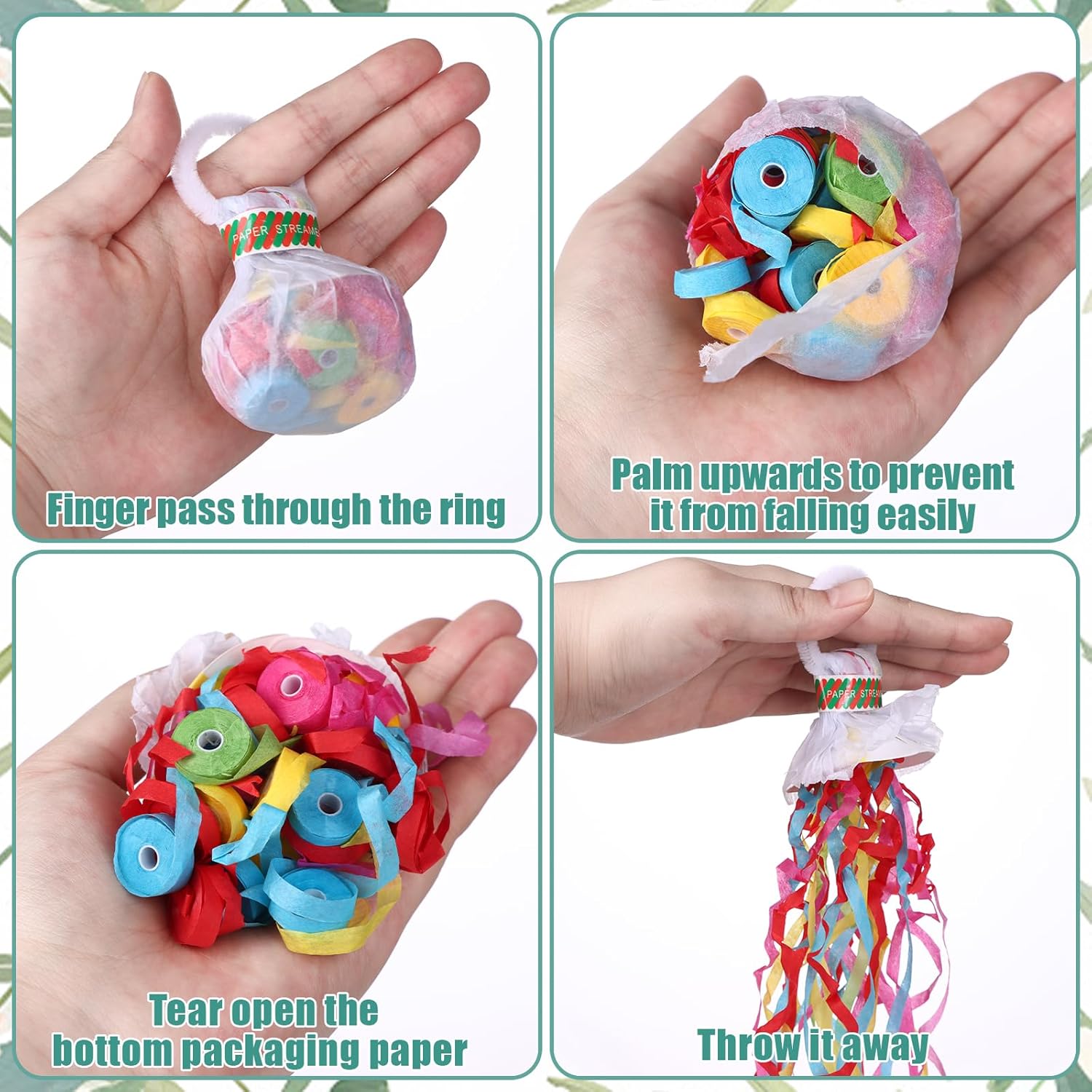 craftshou 120 Pcs Hand Throw Streamer Poppers Confetti No Mess Streamers Colorful Romantic Paper Crackers for Wedding Birthday Reception Graduation Party Celebrations Favors