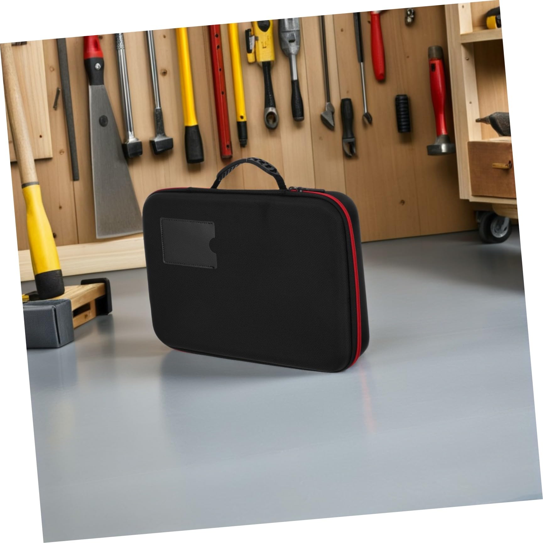 HOMSFOU Custodia Organizer per Batterie Aa Aaa Tipo 9v in Eva Nero e Portatile Manico Robusto per Ufficio e Cassetti