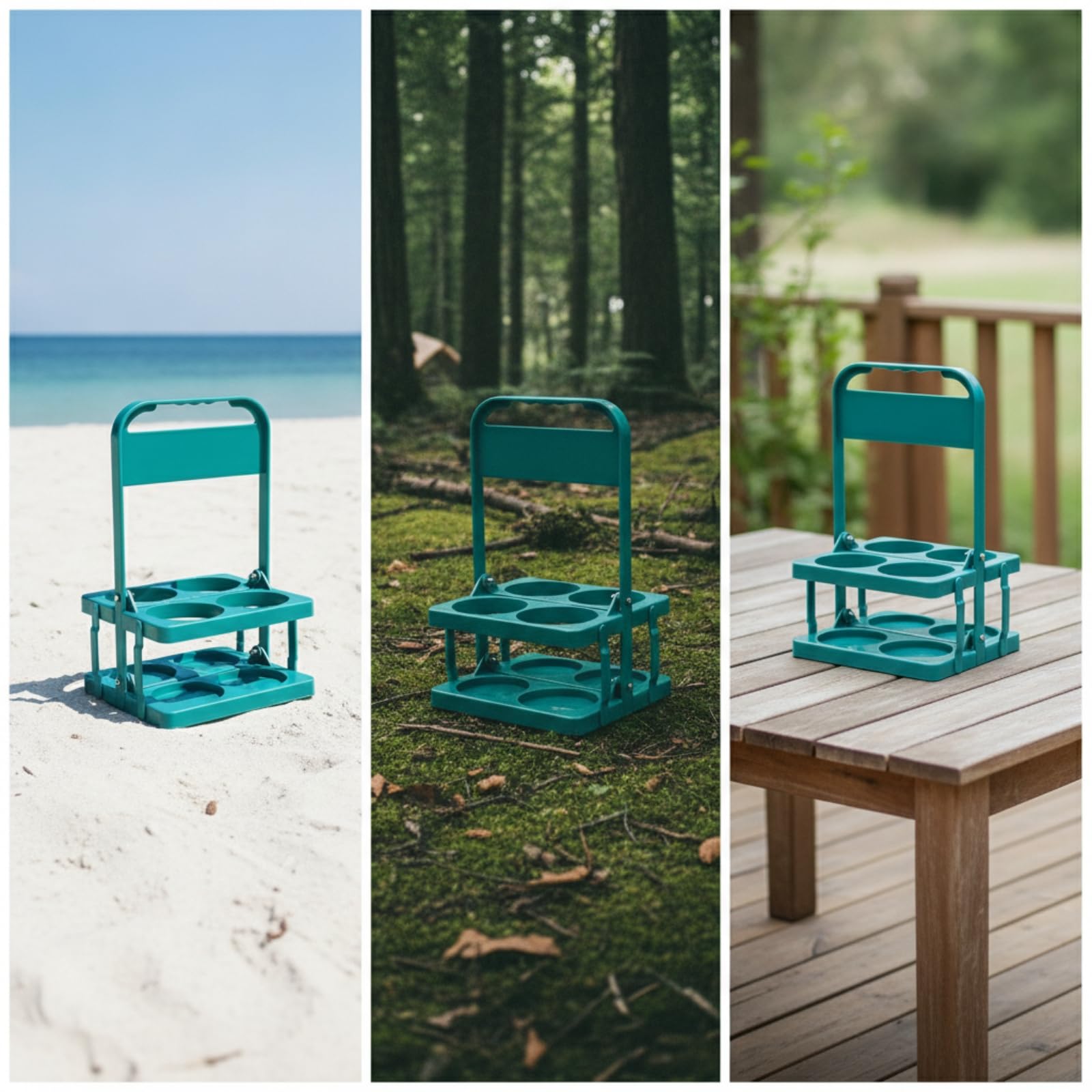 Porte-Bouteille avec Poignée, Style to 5, Bleu, Bleu | Léger, Porte-Bière Pliable, Compact, pour Pique-Nique, Camping, Bar