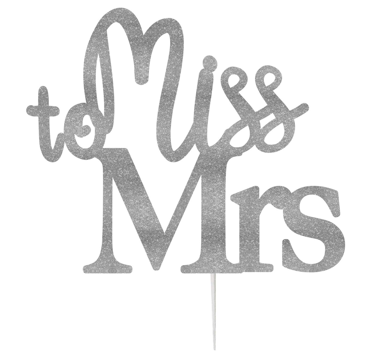 LissieLou Hen Party/Do Cake Topper Glitter with 'Miss to Mrs' Text (Made in the UK) - Silver