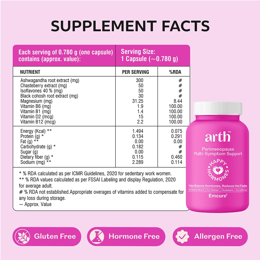 Arth perimenopause support | To help women with hormonal balance with hot brightness, mood, night sweat and ashwagandha, chastberry and soy isoflavones. 30 veg capsules Arth perimenopause support | To help women with hormonal balance with hot brightness, mood, night sweat and ashwagandha, chastberry and soy isoflavones. 30 veg capsules