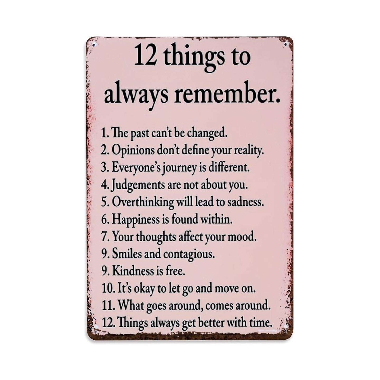 Twelve Things To Always Remember_1 Retro Metal Tin Sign, Vintage Metal Poster for home, Gaming Room, Studio Workshop,Bar,Garage Wall Art Decor 8x12 Inch