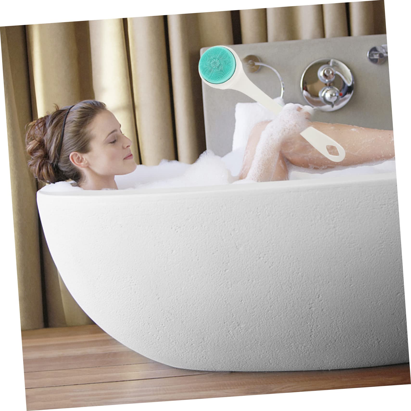 FRCOLOR Spazzola Elettrica da Bagno Manico in Silicone per Scrub Corpo e Schiena