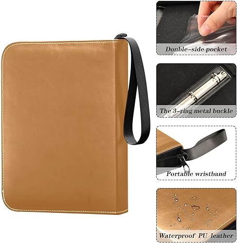Miniatura 4 de Carpeta de bronce con cremallera para tarjetas coleccionables con 400 ranuras, ideal para varias tarjetas de juego