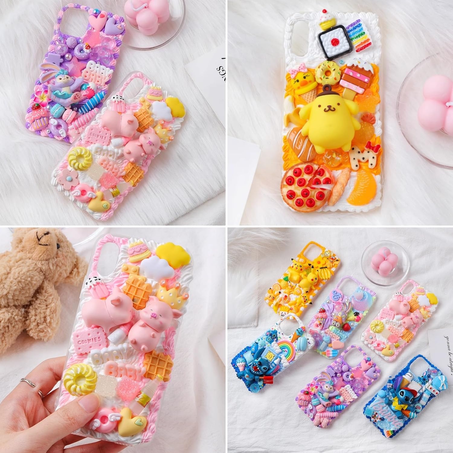Tokaneit Urocze Zawieszki Paznokci Zywicy 100szt, Masowe Płaskie Zawieszki z Zywicy Slime Plecami, Losowy Styl, do Rzemiosła, Ornament Scrapbooking, Artykuły Dla Majsterkowiczów