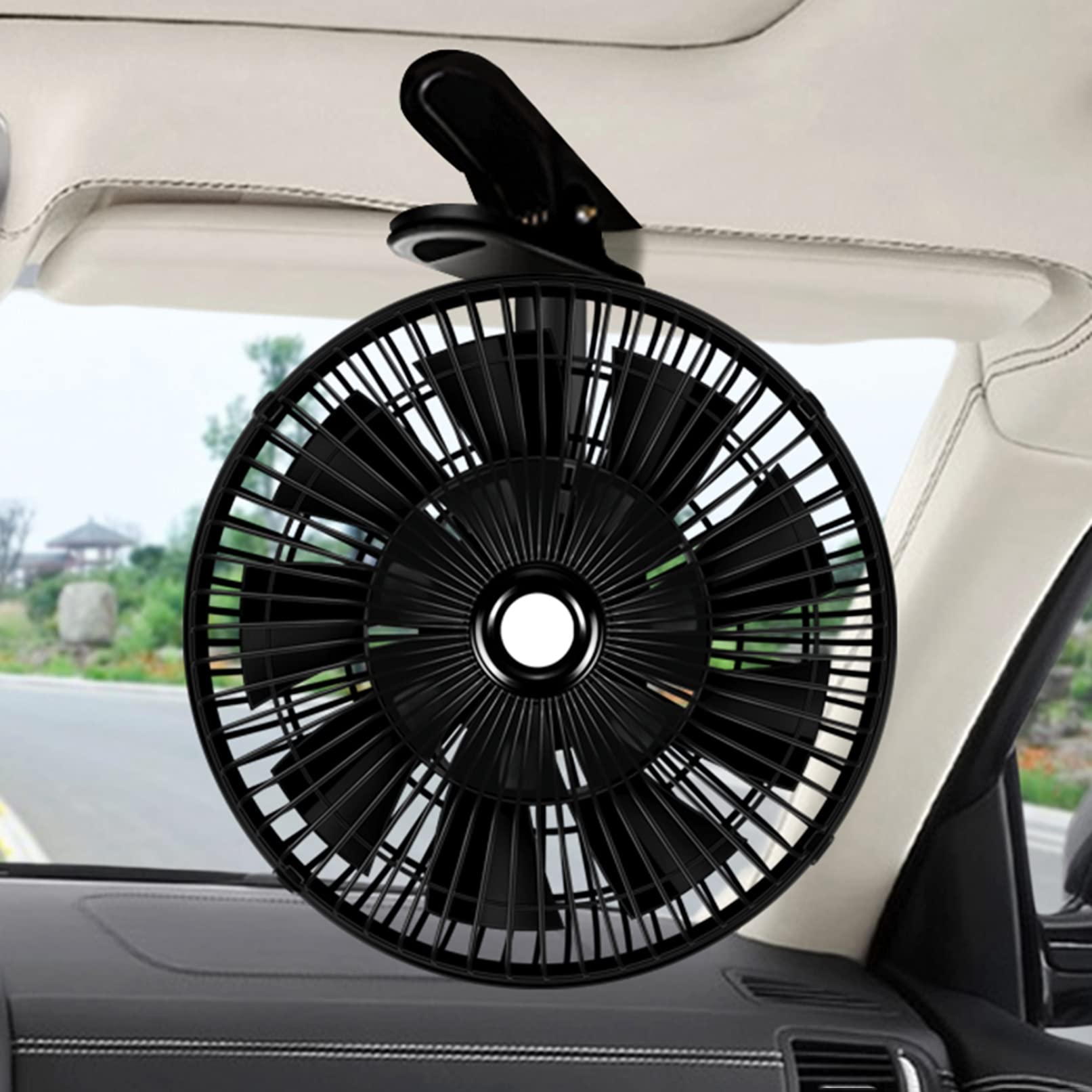 Ventilatore, 12 V / 24V, Oscillante Ventilatore per Auto, Portatile Ventilatore Potente e Silenzioso per Auto elettriche per SUV, Camper, Veicoli