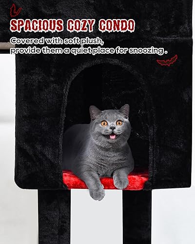 Miniatura 55 de SYANDLVY Árbol pequeño para gatos de interior, torre para gatos con poste rascador, casa de actividades moderna para gatos grandes, condominio