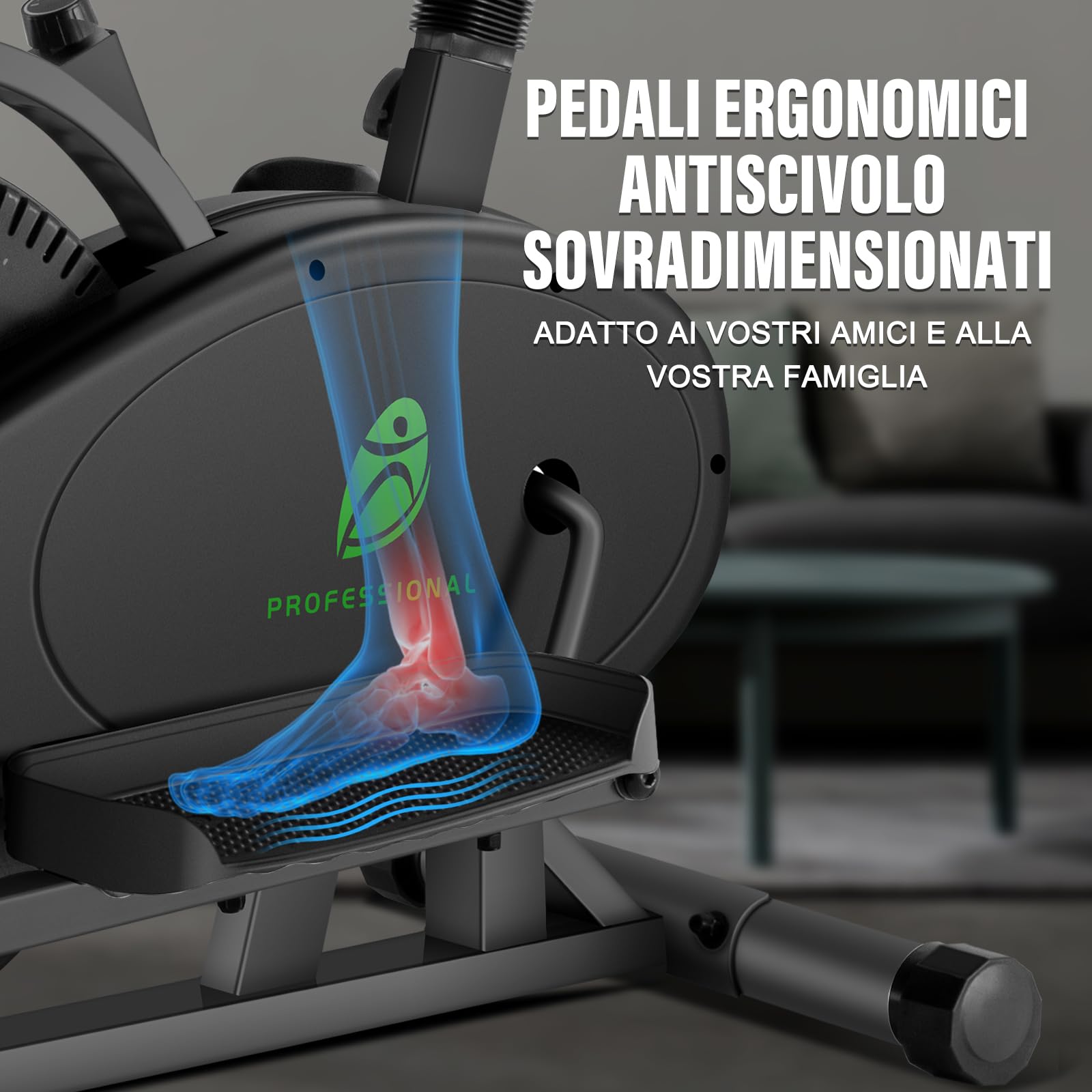 Ellittiche Per La Casa, 2 in 1 Cross Trainer Ellittico Ergonomico Con Sedile e Resistenza Regolabili, Display LCD, Pedale Antiscivolo, Capacità Di Carico 265 LBS Salvaspazio